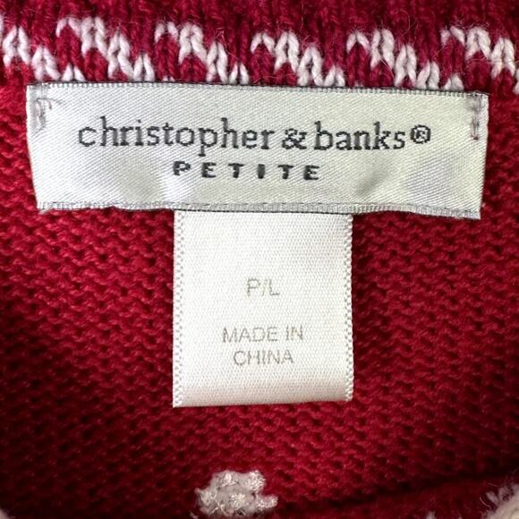 Christopher & Banks Petite Polar Bear Penguin Juggling Snowballs Sweater Sz PL - Picture 6 of 11